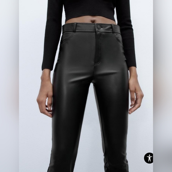 ❤️ NWT! ZARA HIGH RISE VEGAN LEATHER SKINNY PANTS / LEGGINGS, MEDIUM - Picture 5 of 16